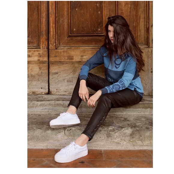 GAP 1969 Inner Cozy Legging in Black Orbit Coated Side Snap Stretch Jeans 32 - Picture 7 of 12